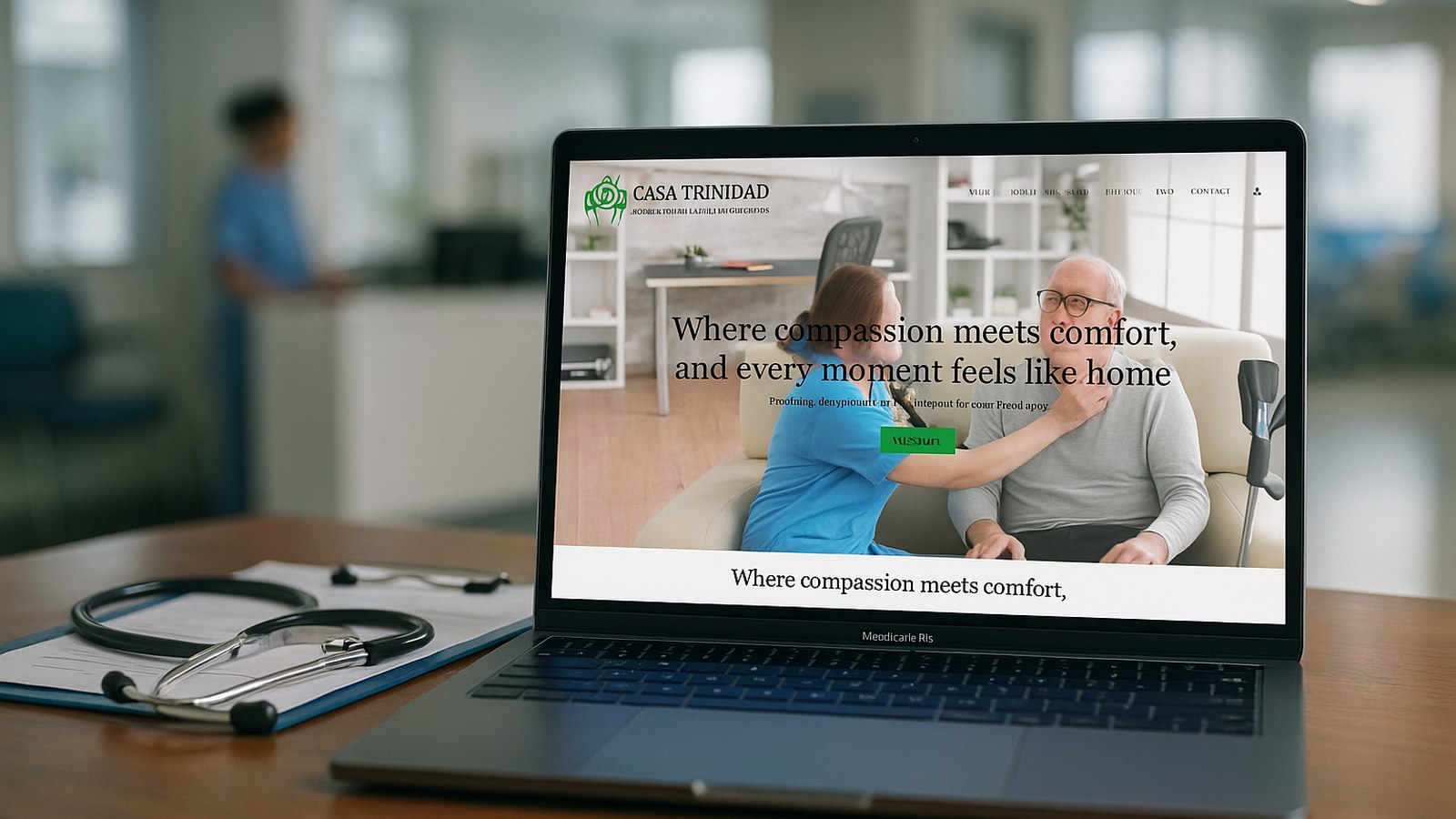 Casa Trinidad — laptop on hospital desk